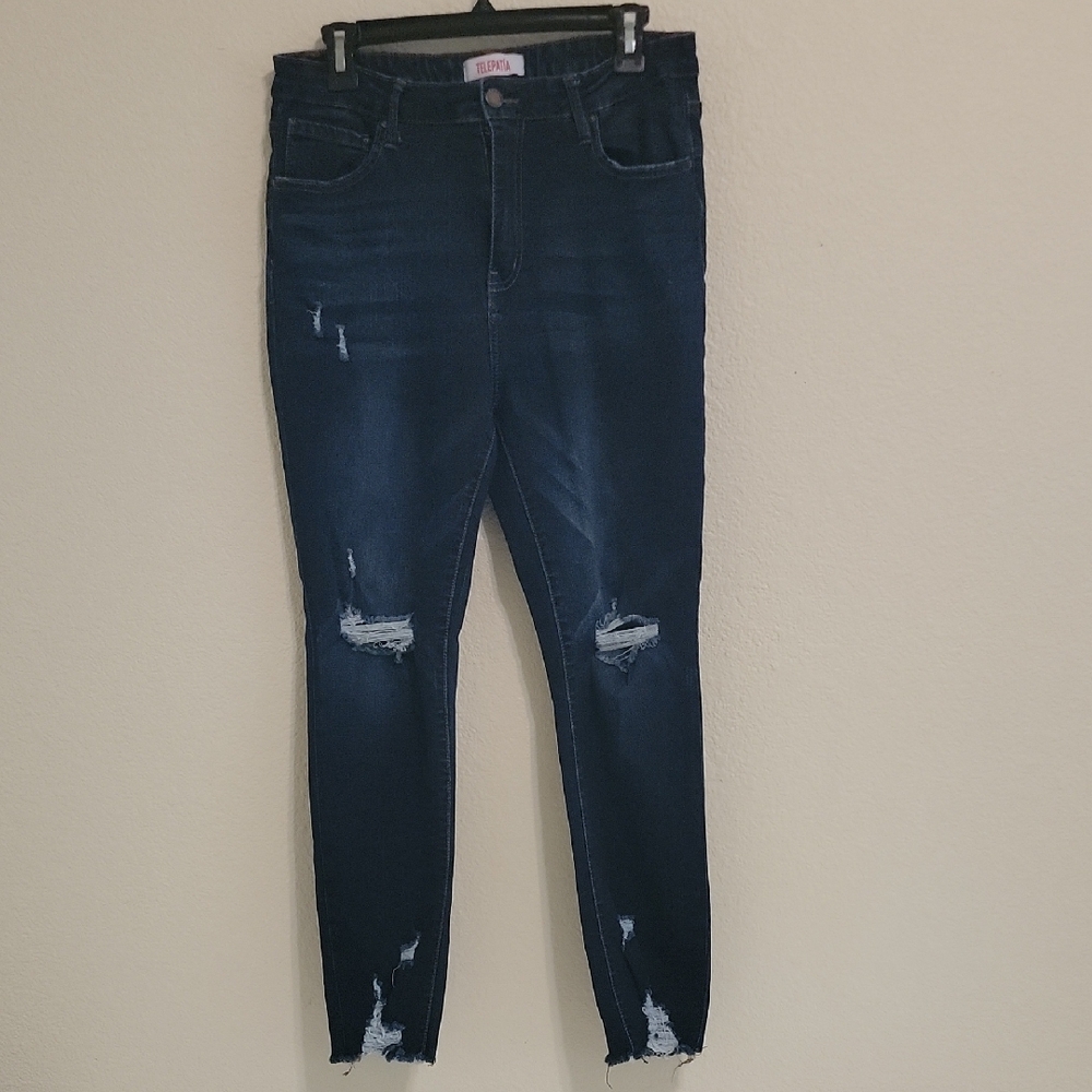 Distressed Dark Blue Skinny Jeans